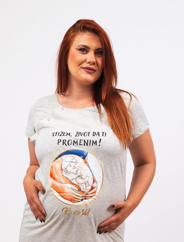 Spavaćica siva "stižem, život da ti promenim" - Slika 2