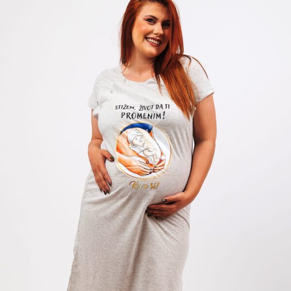 Spavaćica siva "stižem, život da ti promenim"
