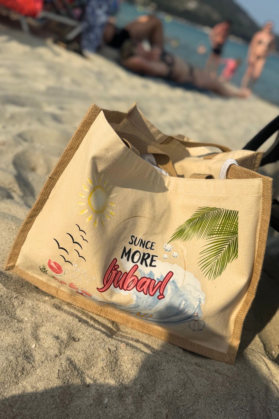 Torba za plažu Sunce, more, ljubav teget - Slika 4