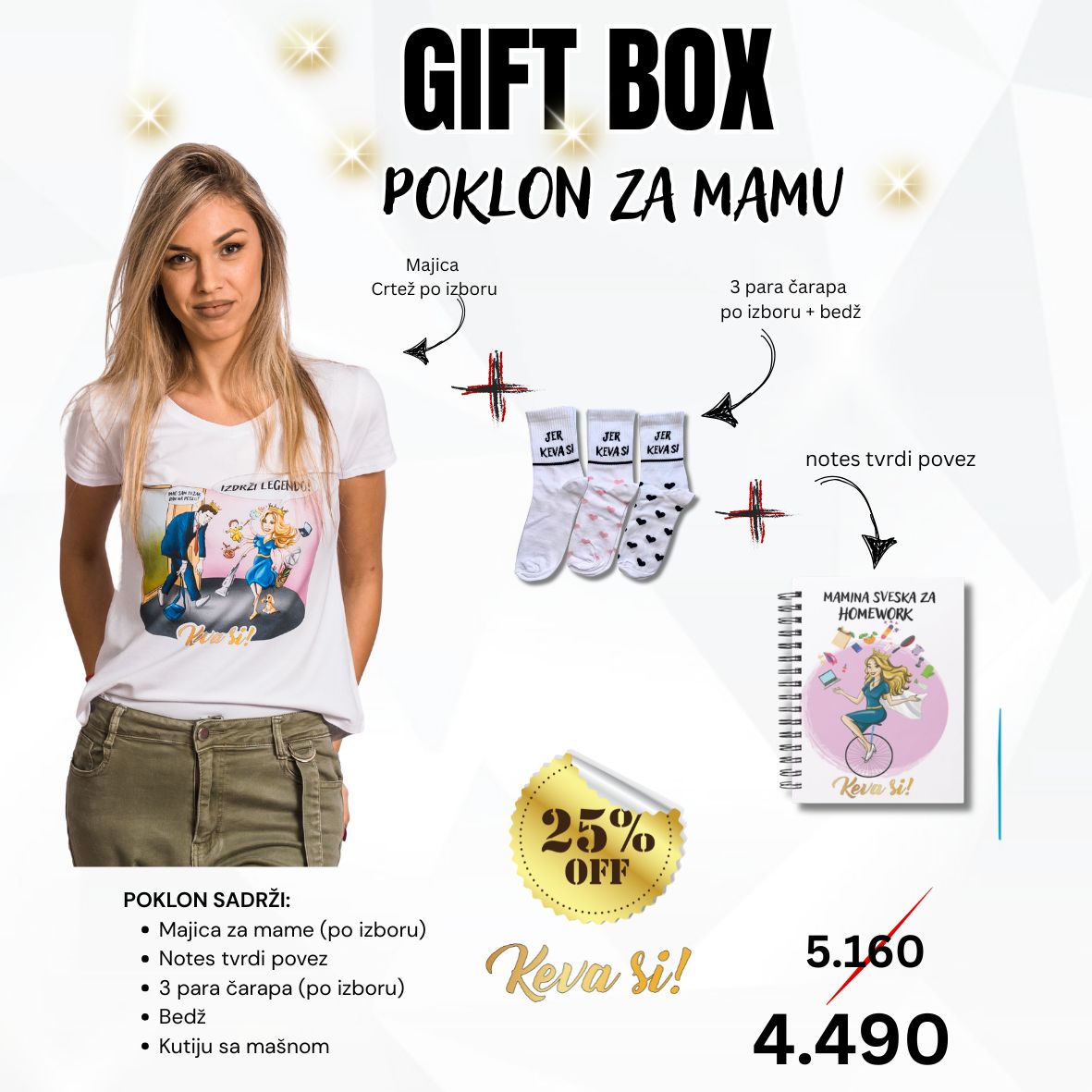Gift box sa majicom, notesom i čarapama