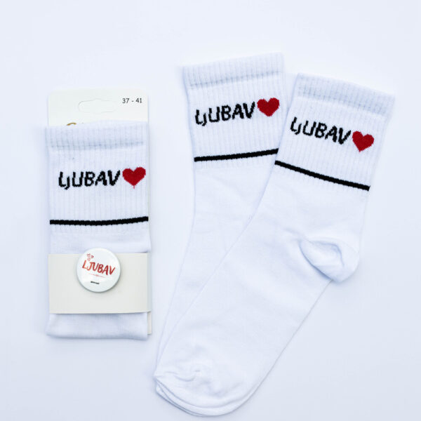Ljubav - čarape sa bedžom